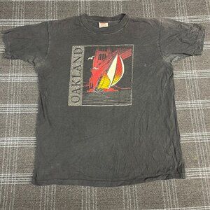 Vintage Oakland T Shirt Short Sleeve Mens XL Shirt Extra Large Black Bay Bridge